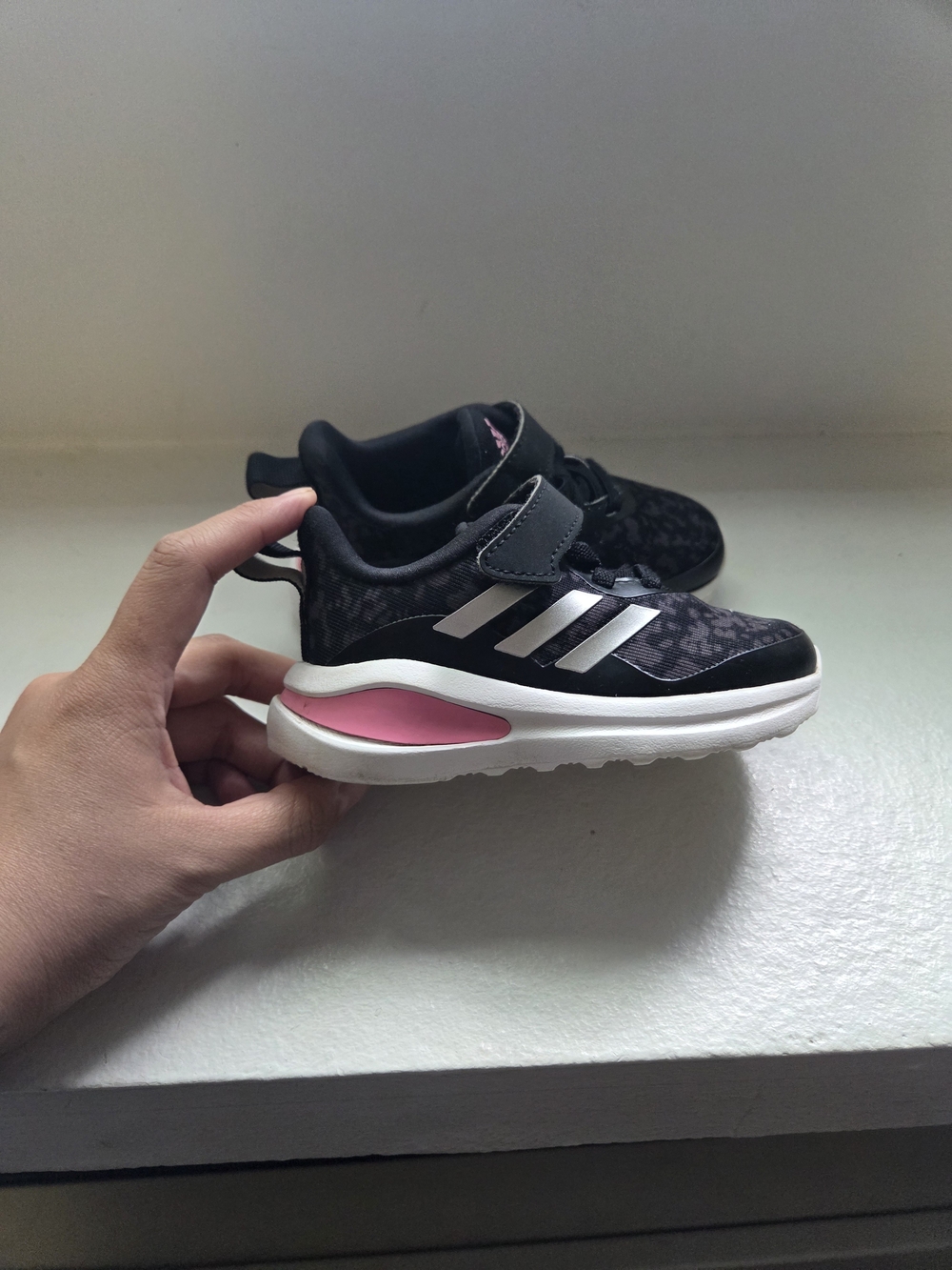 Adidas Kids Black and Pink Athletic Sneakers